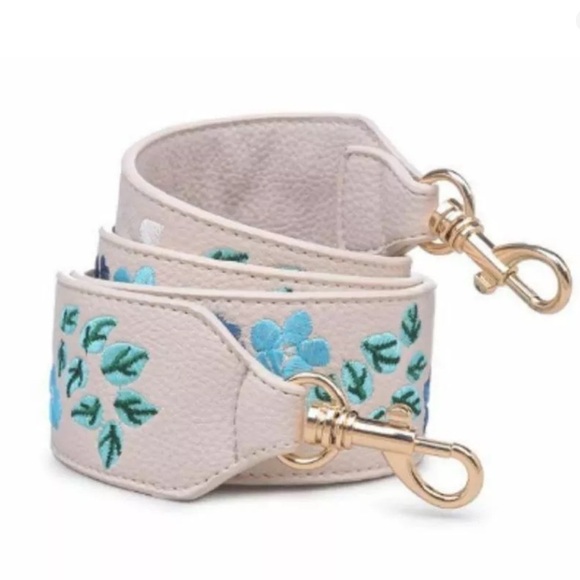 Urban Expressions Accessories - Urban Expressions Libra Guitar Strap Floral Embroidered Blue Vegan Leather